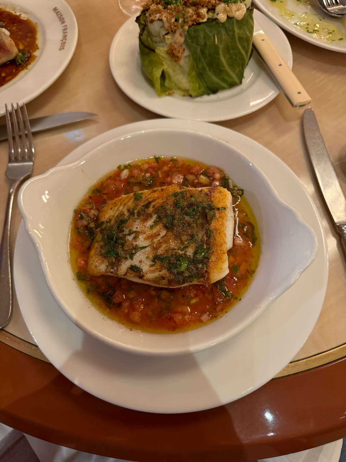 Turbot with tomato and herbs